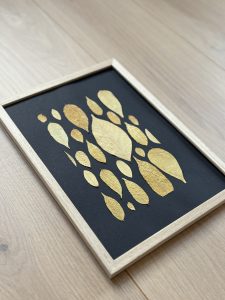 cadre sur mesure de feuilles de glycine, préssée et mise sous cadre